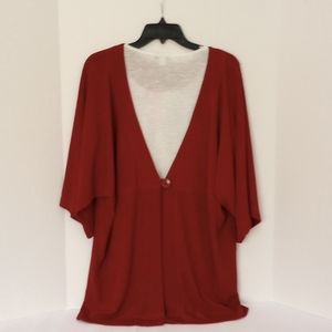 VIKKI VI WOMAN'S RED SLINKY ONE BUTTON JACKET 3/4 SLEEVE  SIZE 1X